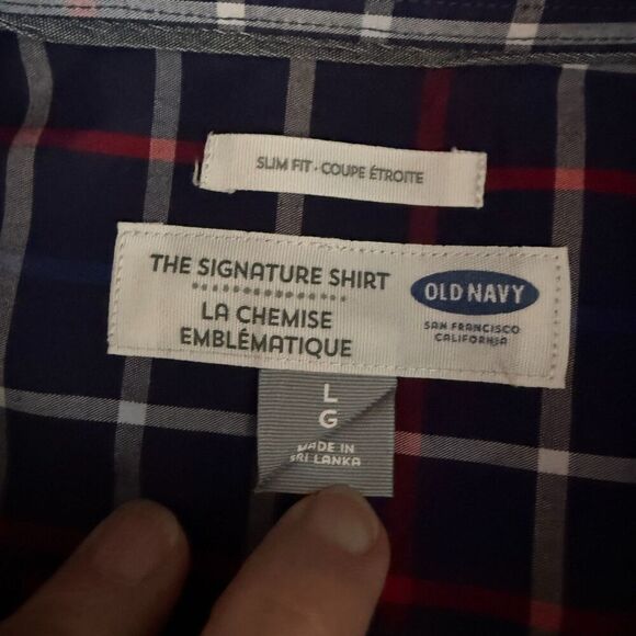Old Navy Classic Blue Red & White Plaid Long Sleeve Shirt Size L - Picture 7 of 9